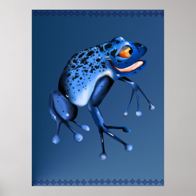 Poster av roligt Blue Frog (Framsidan)