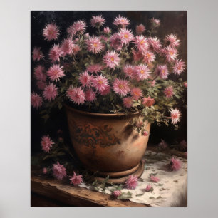 Poster av rosa Aster Flowers Art Print 