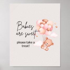 Poster av rosa Baby Bear & Balloat Treat
