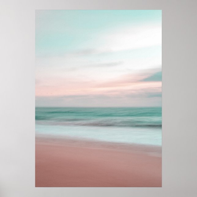 Poster av rosa Beach Sunset Ocean Beach Photograph (Framsidan)