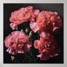 Poster av rosa Carnations Flower Art Print