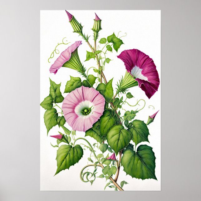 Poster av rosa God morgon Glory Flowers Art Print  (Framsidan)