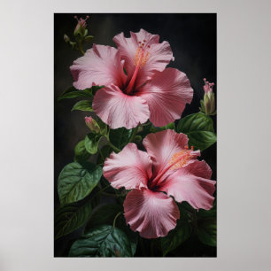 Poster av rosa Hibiscus Flower Art Print