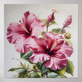 Poster av rosa Hibiscus Flower Art Print