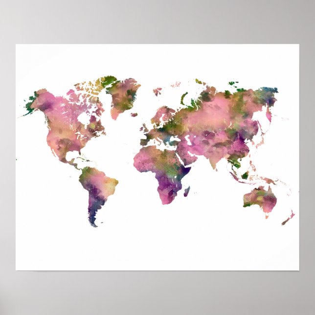 poster av rosa World Map (Framsidan)