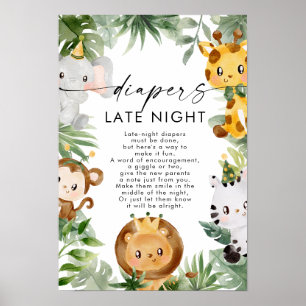 Poster av Safari Diaper Night Baby Shower