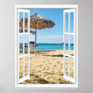 Poster av Sandy Beach and Sea Window View