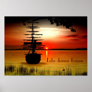Poster av Schiff mit Sonnenaufgang