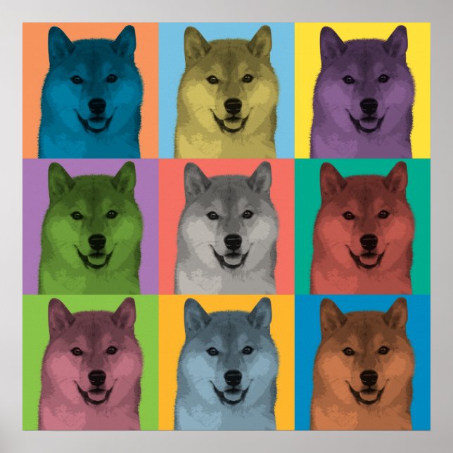 Poster av Shiba Inu Pop-Art (Framsidan)