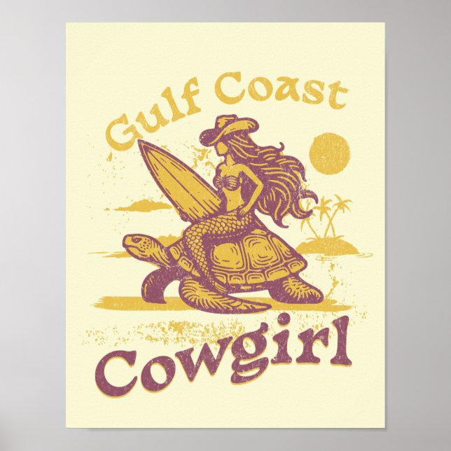 Poster av Sjöjungfru i kustnära Cowgirl Print (Framsidan)