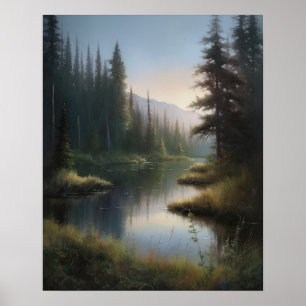 Poster av Sjöns liggande målning Skriv ut