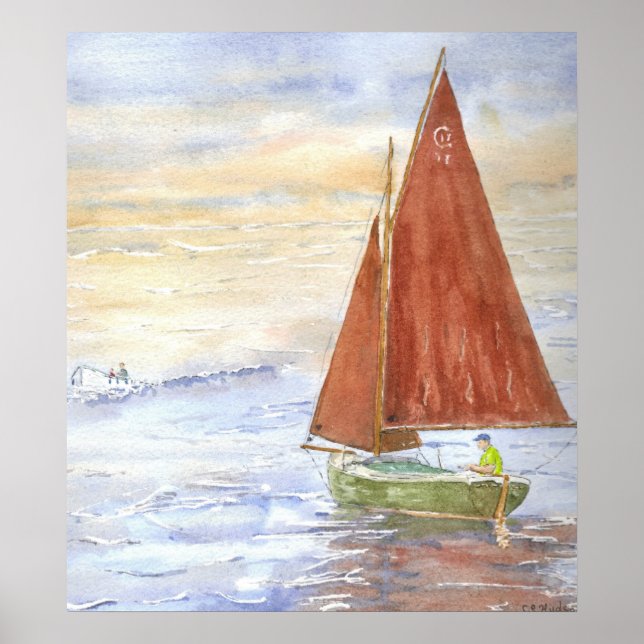 Poster av sjösegeltåg på lazy-Day (Framsidan)