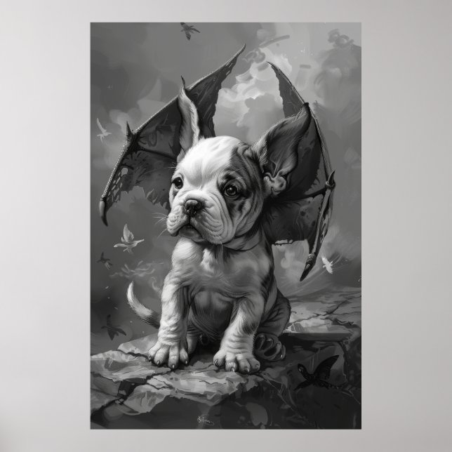 Poster av skadlig Hund med Dragon Vingar Fantasy A (Framsidan)