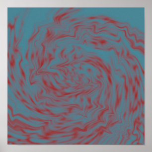 Poster av skaldjur och rött flytande konstföremål