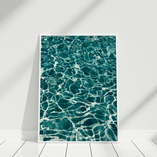 Poster av skaldjursskum (Teal Ocean Foam Poster in white frame.)