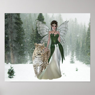 Poster av skogarna Fairy Princes & Leopard Winter