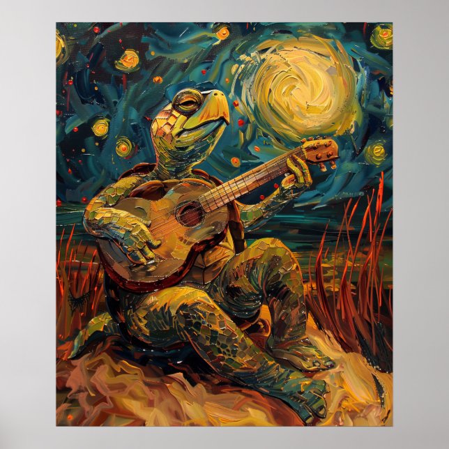 Poster av sköldpaddor som spelar upp gitarrer utom (Framsidan)