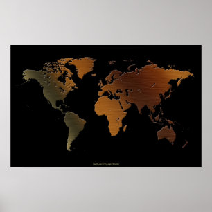 Poster av snyggt 3D Rustic tone World Map Art