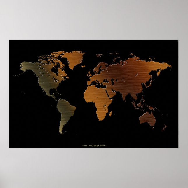 Poster av snyggt 3D Rustic tone World Map Art (Framsidan)