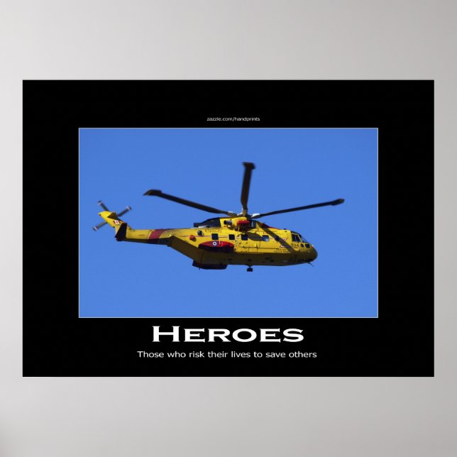 Poster av sök- och Räddingens helikoptermotiv (Framsidan)