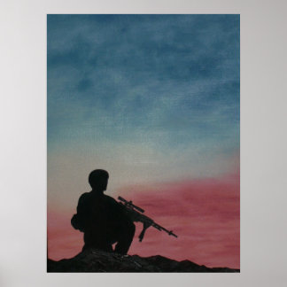 Poster av Soldier Silhouette Red White och Blue