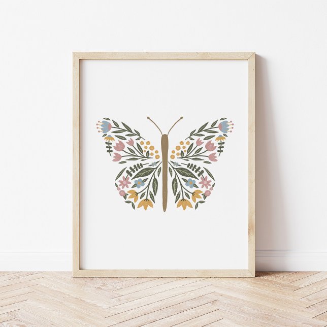 Poster av söt Wildblomma Butterfly Art Print  (Skapare uppladdad)