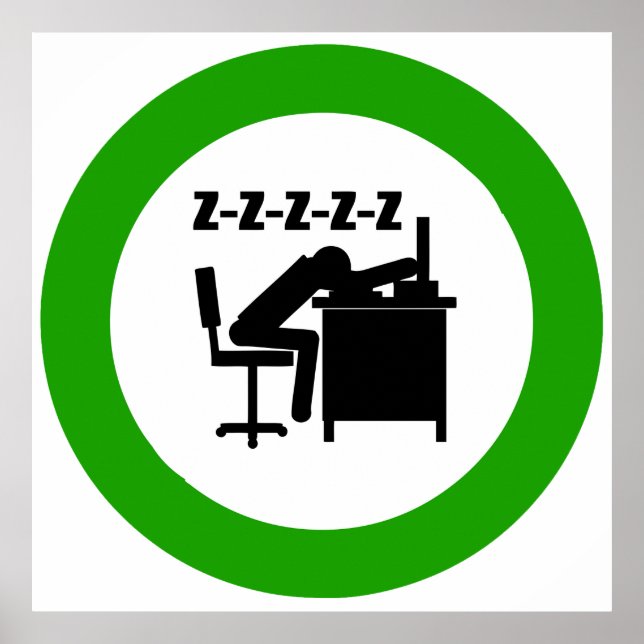 Poster av sovande Office Worker (Framsidan)