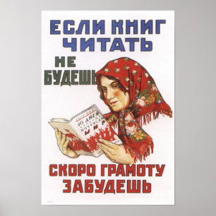 Poster av SovjetPro Reading Propaganda