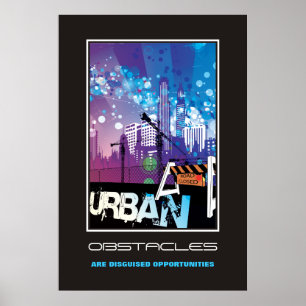 Poster av stadsbebyggelsemål i byggnad som motiva