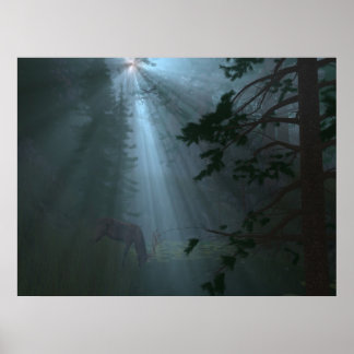 Poster av strålande raster (blå)