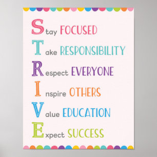 POSTER av STRIVE Acronym Classroom Growth Mindset