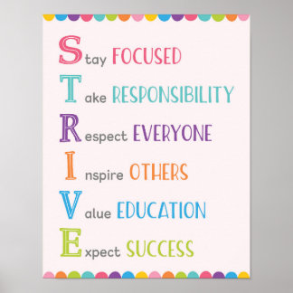 POSTER av STRIVE Acronym Classroom Growth Mindset