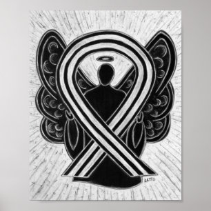 Poster av svart och vitt medvetande Ribbon Angel