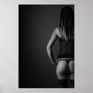 Poster av svart och vitt sexvärt underordnat model