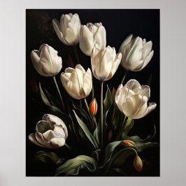 Poster av textutskrift av vita tulpanblommor