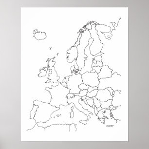 Poster av tom karta i Europa