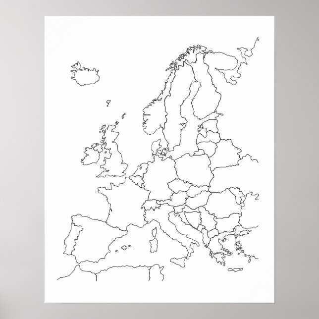 Poster av tom karta i Europa (Framsidan)