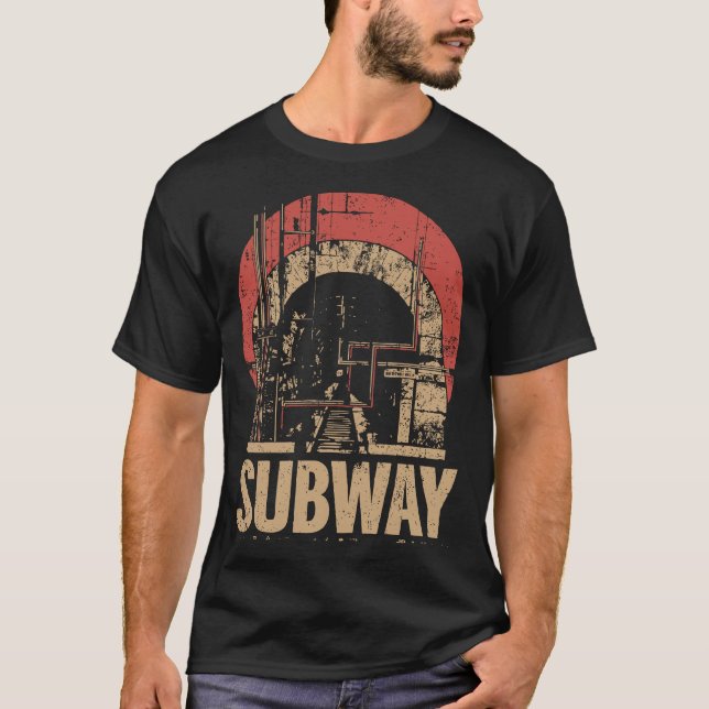 Poster av tunnelbanan i stadstrafik | Retro T Shirt (Framsida)
