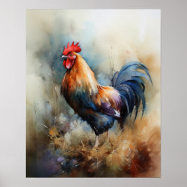 Poster av tupp Farm Animal Art Print 