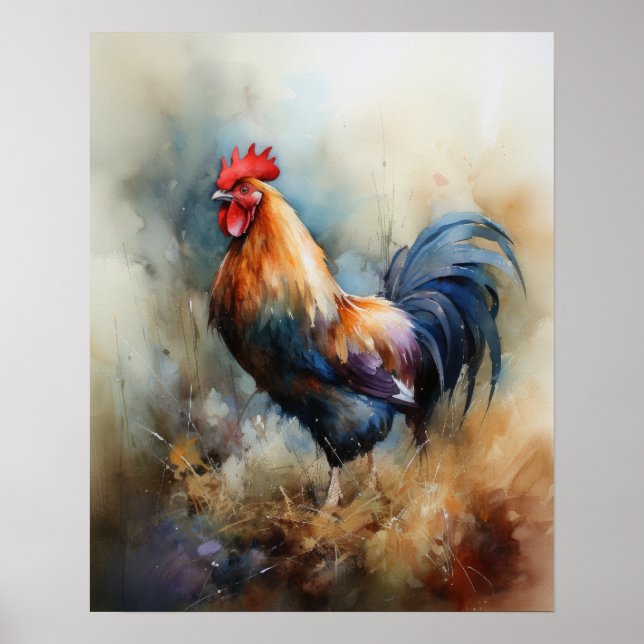 Poster av tupp Farm Animal Art Print  (Framsidan)