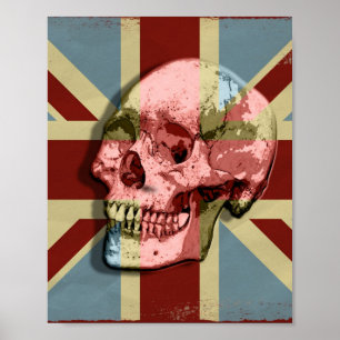 Poster av Union Jack Smiling Skull Modern Wall Art