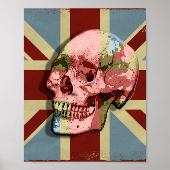 Poster av Union Jack Smiling Skull Modern Wall Art (Framsidan)