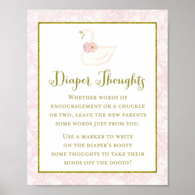 Poster av utskrivet Rosa Svan Baby Shower Game (Framsidan)