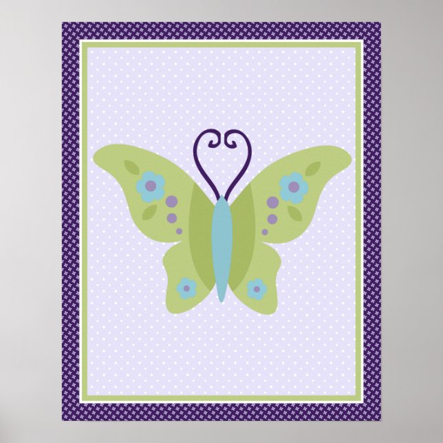 Poster av vacker fjäril Nursery Art (Framsidan)