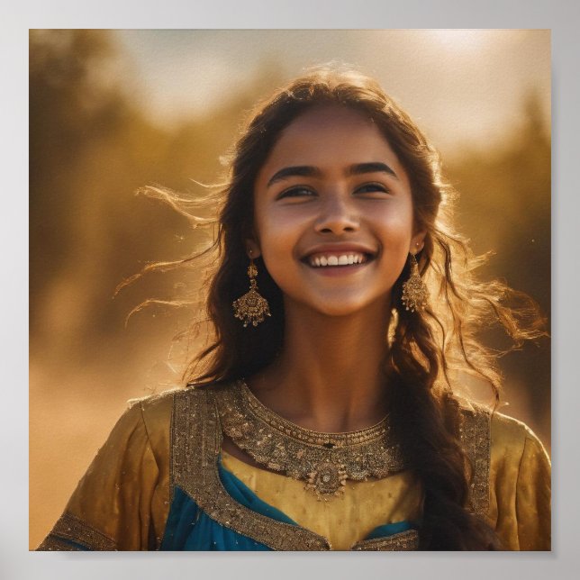 poster av vacker leende flickvägg (Framsidan)