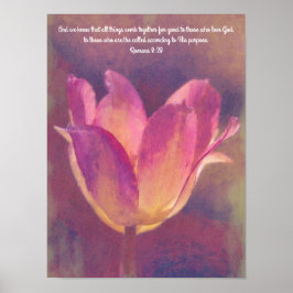 Poster av vackert Tulip Flower Art Bible Verse