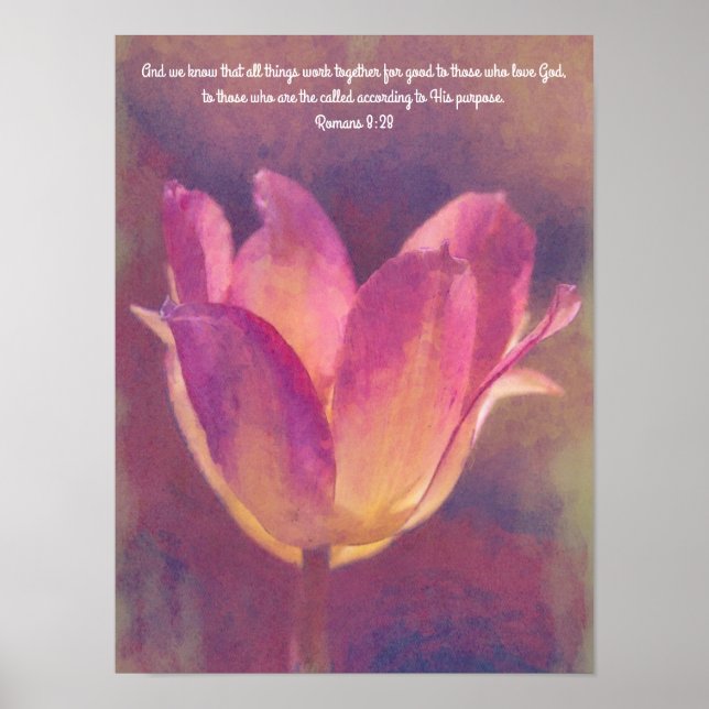 Poster av vackert Tulip Flower Art Bible Verse (Framsidan)