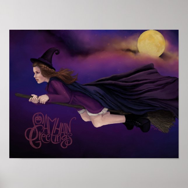 Poster av vackert Witch Painting Samhain (Framsidan)