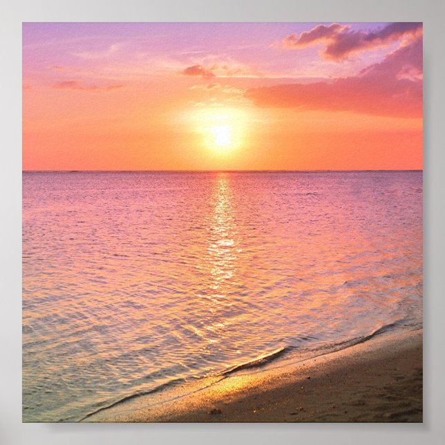 Poster av vackra Maldives Beach Sunset (Framsidan)