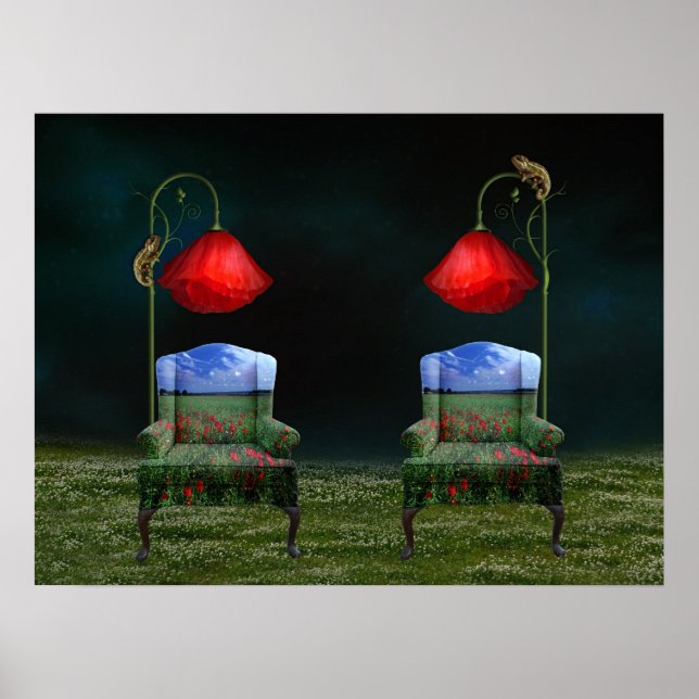 Poster av vallmodrömmar och Chameleon-scheman (Framsidan)